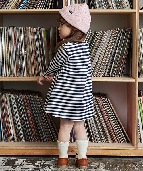 kladskap(クレードスコープ)の「ネコ衿ボーダーワンピース(ワンピース・キッズ・アイボリー/グリーン・90cm/100cm/110cm/80cm/120cm)」の15枚目の写真