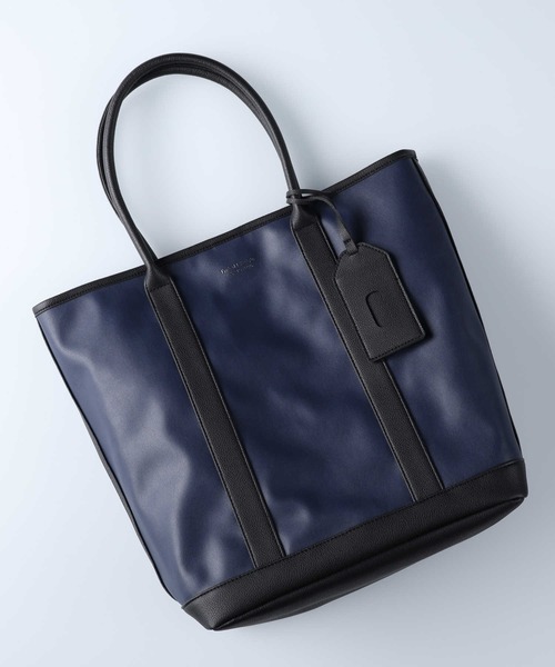 BACK NUMBER(バックナンバー)の「【BACK NUMBER】ケース付きフェイクレザートートバック【A4対応】(トートバッグ・メンズ・ブラック/ネイビー・ONE SIZE)」の1枚目の写真