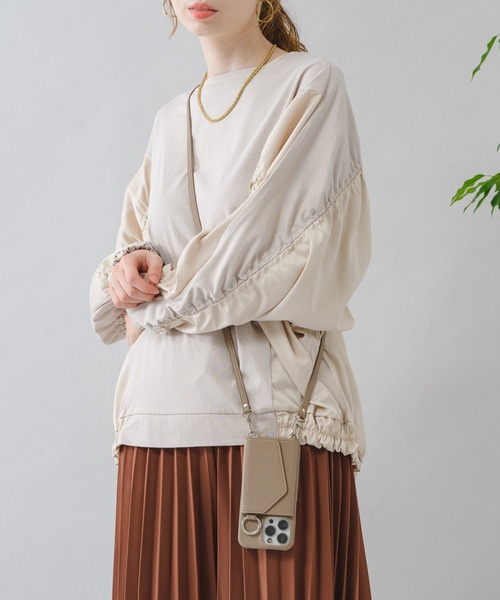 vingtrois（バントロア）の「vingtrois シャーリング切替カットプルオーバー（Tシャツ/カットソー・レディース・ブラック/グレイッシュベージュ/ホワイト・FREE）」の3枚目の写真