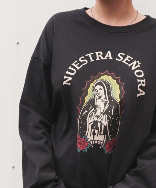 ARCHIVER(アーカイバ)の「【Bz】グアダルーペマリアプリントユニセックスBIGロンT(RZ)(Tシャツ/カットソー・レディース・ブラック/オフホワイト/スミクロ・FREE)」の15枚目の写真