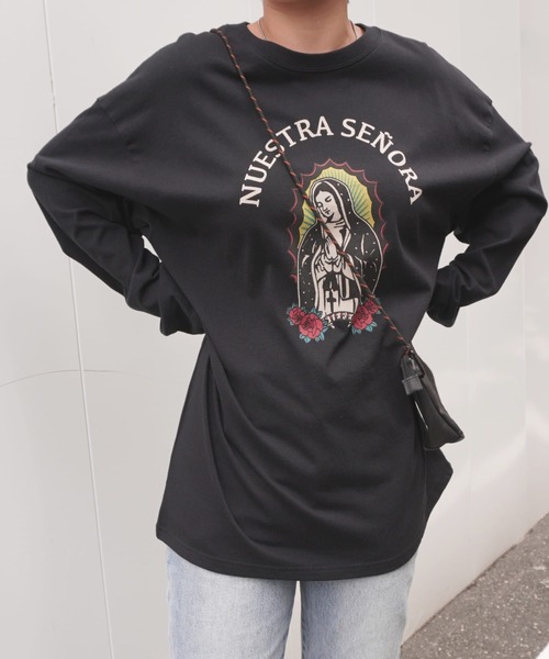 ARCHIVER(アーカイバ)の「【Bz】グアダルーペマリアプリントユニセックスBIGロンT(RZ)(Tシャツ/カットソー・レディース・ブラック/オフホワイト/スミクロ・FREE)」の16枚目の写真