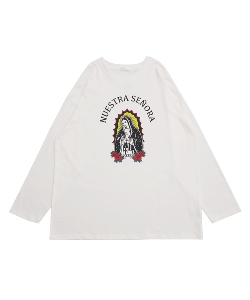 ARCHIVER(アーカイバ)の「【Bz】グアダルーペマリアプリントユニセックスBIGロンT(RZ)(Tシャツ/カットソー・レディース・ブラック/オフホワイト/スミクロ・FREE)」の14枚目の写真