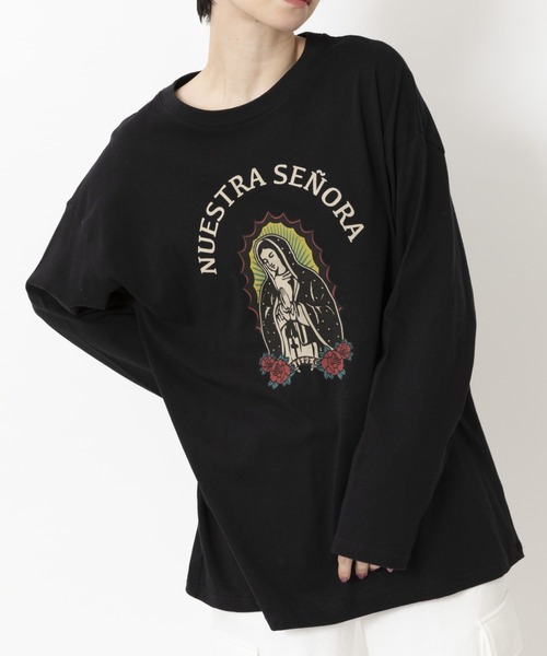 ARCHIVER(アーカイバ)の「【Bz】グアダルーペマリアプリントユニセックスBIGロンT(RZ)(Tシャツ/カットソー・レディース・ブラック/オフホワイト/スミクロ・FREE)」の19枚目の写真