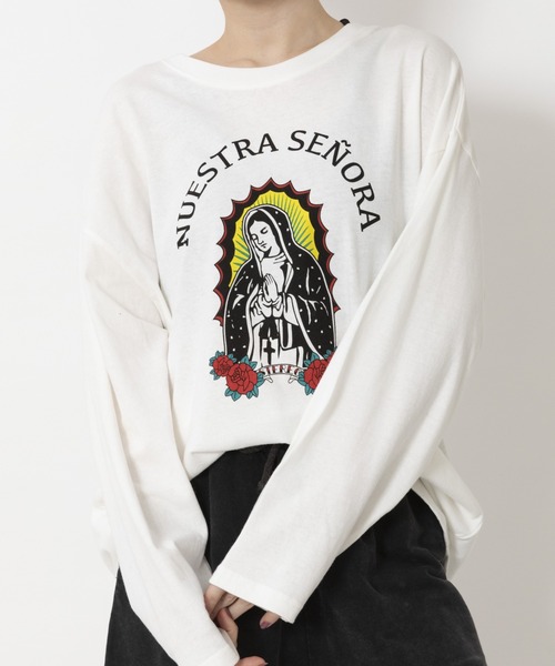 ARCHIVER(アーカイバ)の「【Bz】グアダルーペマリアプリントユニセックスBIGロンT(RZ)(Tシャツ/カットソー・レディース・ブラック/オフホワイト/スミクロ・FREE)」の9枚目の写真