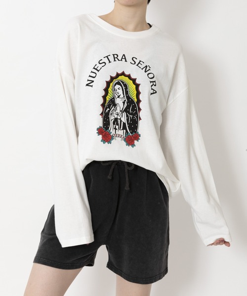 ARCHIVER(アーカイバ)の「【Bz】グアダルーペマリアプリントユニセックスBIGロンT(RZ)(Tシャツ/カットソー・レディース・ブラック/オフホワイト/スミクロ・FREE)」の11枚目の写真