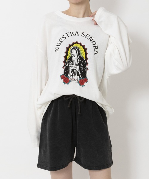 ARCHIVER(アーカイバ)の「【Bz】グアダルーペマリアプリントユニセックスBIGロンT(RZ)(Tシャツ/カットソー・レディース・ブラック/オフホワイト/スミクロ・FREE)」の12枚目の写真