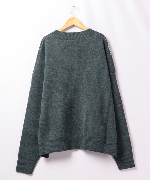 Bling Leads（ブリングリーズ）の「Bling Leads ５ＧＧＡＴニットチルデンVネック（ニット/セーター・レディース・ブラック/ベージュ/グリーン・FREE）」の6枚目の写真