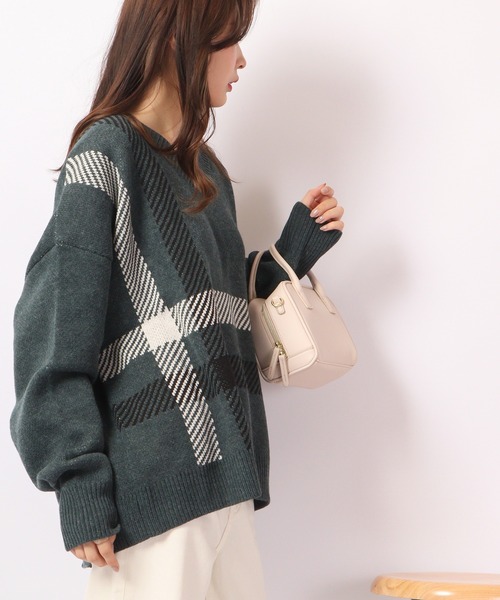 Bling Leads（ブリングリーズ）の「Bling Leads ５ＧＧＡＴニットチルデンVネック（ニット/セーター・レディース・ブラック/ベージュ/グリーン・FREE）」の16枚目の写真