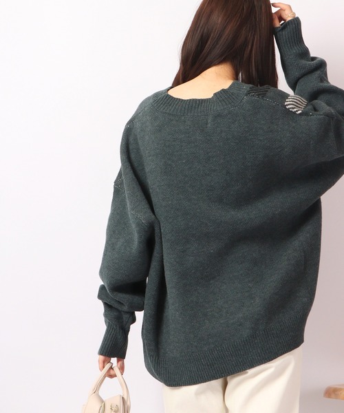 Bling Leads（ブリングリーズ）の「Bling Leads ５ＧＧＡＴニットチルデンVネック（ニット/セーター・レディース・ブラック/ベージュ/グリーン・FREE）」の17枚目の写真