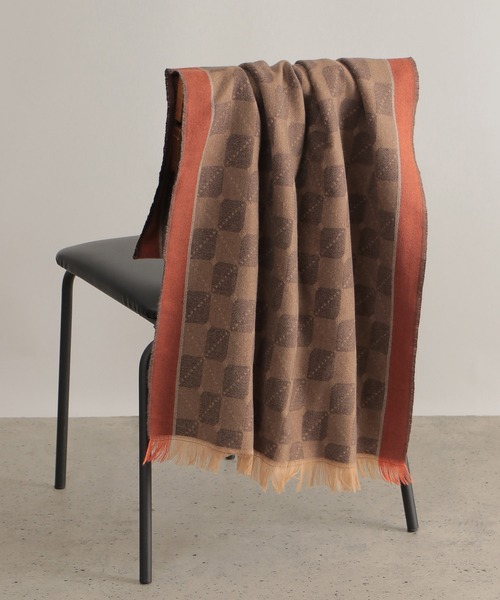 ikka（イッカ）の「モノグラムジャガードストール（ストール/ショール・レディース・オレンジ/クリアグリーン・FREE）」の2枚目の写真