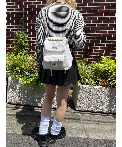 WC(ダブル シー)の「キルティングミニリュック(バックパック/リュック・レディース・ホワイト/ブラック・FREE)」の15枚目の写真