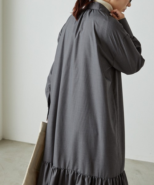 forksy.（フォルクシー）の「【forksy.】襟付き裾ティアード切り替えワンピース（シャツワンピース・レディース・ブラウン/チャコールグレー・FREE）」の9枚目の写真