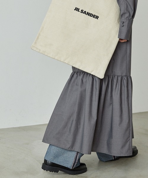 forksy.（フォルクシー）の「【forksy.】襟付き裾ティアード切り替えワンピース（シャツワンピース・レディース・ブラウン/チャコールグレー・FREE）」の11枚目の写真