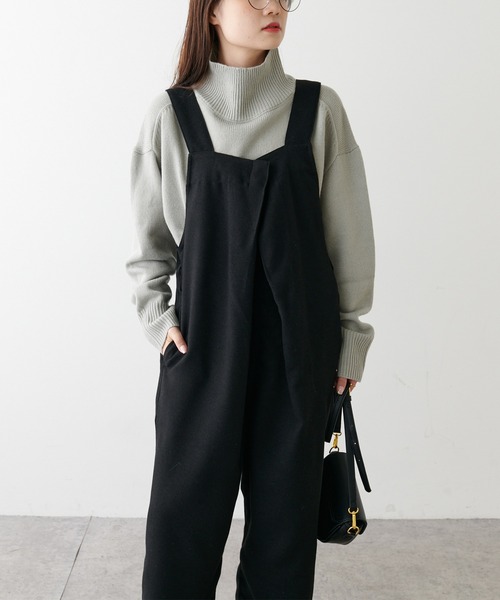 PUAL CE CIN(ピュアルセシン)の「【Du noir】ツイード調サロペット(サロペット/オーバーオール・レディース・ブラック/カーキ・FREE)」の2枚目の写真