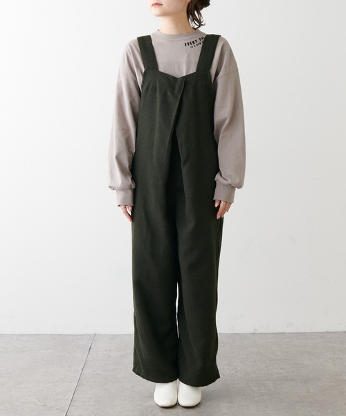 PUAL CE CIN(ピュアルセシン)の「【Du noir】ツイード調サロペット(サロペット/オーバーオール・レディース・ブラック/カーキ・FREE)」の3枚目の写真