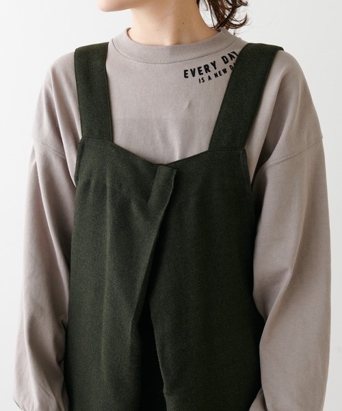 PUAL CE CIN(ピュアルセシン)の「【Du noir】ツイード調サロペット(サロペット/オーバーオール・レディース・ブラック/カーキ・FREE)」の6枚目の写真