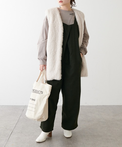 PUAL CE CIN(ピュアルセシン)の「【Du noir】ツイード調サロペット(サロペット/オーバーオール・レディース・ブラック/カーキ・FREE)」の15枚目の写真