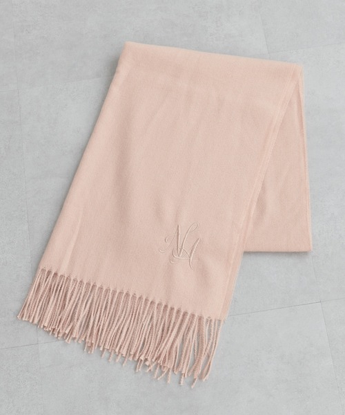 natural couture（ナチュラルクチュール）の「ロゴ刺繍入りストール（ストール/ショール・レディース・ブラック/オフホワイト/ピンク/モカ・FREE）」の7枚目の写真