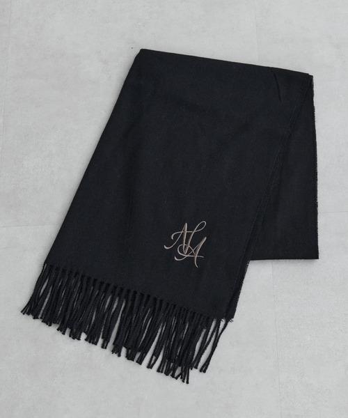 natural couture（ナチュラルクチュール）の「ロゴ刺繍入りストール（ストール/ショール・レディース・ブラック/オフホワイト/ピンク/モカ・FREE）」の15枚目の写真