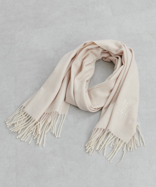 natural couture（ナチュラルクチュール）の「ロゴ刺繍入りストール（ストール/ショール・レディース・ブラック/オフホワイト/ピンク/モカ・FREE）」の13枚目の写真