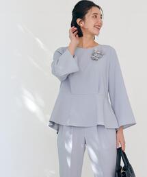 パウドレ ペプラム ブラウス -ウォッシャブル・ストレッチ・防シワ- ◇No01◇