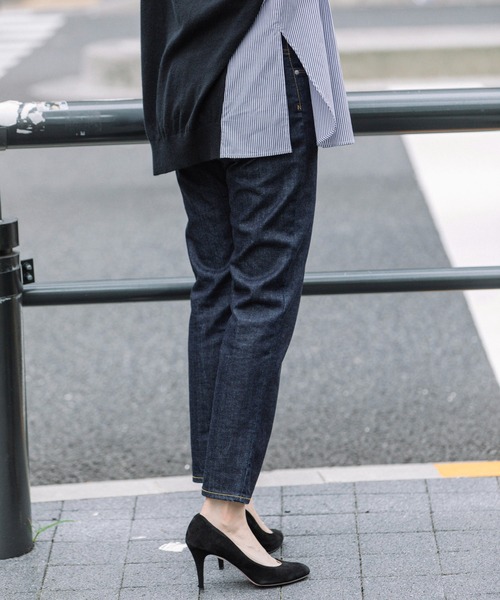 Munich（ミューニック）の「10.5ozウォッシュスラブデニムテーパードスラウチパンツ（デニムパンツ・レディース・インディゴブルー・XXS/XS/S/M）」の12枚目の写真