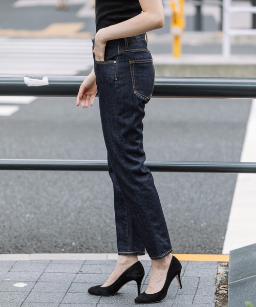 Munich（ミューニック）の「10.5ozウォッシュスラブデニムテーパードスラウチパンツ（デニムパンツ・レディース・インディゴブルー・XXS/XS/S/M）」の10枚目の写真