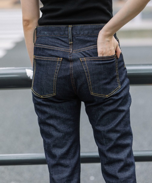 Munich（ミューニック）の「10.5ozウォッシュスラブデニムテーパードスラウチパンツ（デニムパンツ・レディース・インディゴブルー・XXS/XS/S/M）」の3枚目の写真