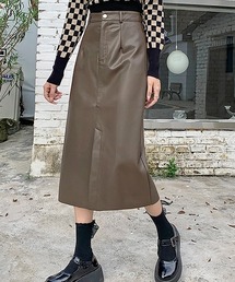 YUGA ロング PUレザースカート