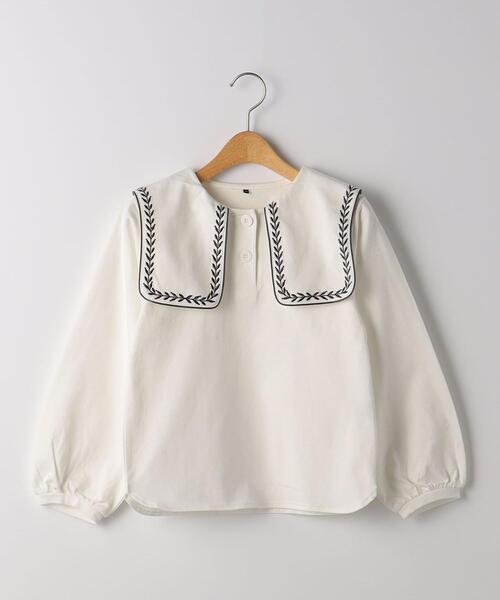 green label relaxing(グリーンレーベルリラクシング)の「ビッグカラー 刺繍プルオーバー 100cm-130cm(Tシャツ/カットソー・キッズ・ライトブルー/オフホワイト・110cm/130cm/100cm/120cm)」の2枚目の写真