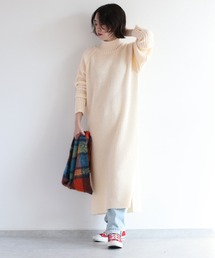 cepo | 袖キリカエ ハイネックニットワンピース(ワンピース)