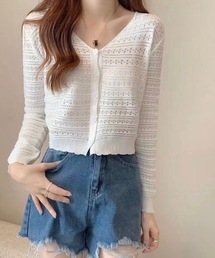【OKUOKU　0909】レース編み　カーディガン　oku-tops-683151548293-188