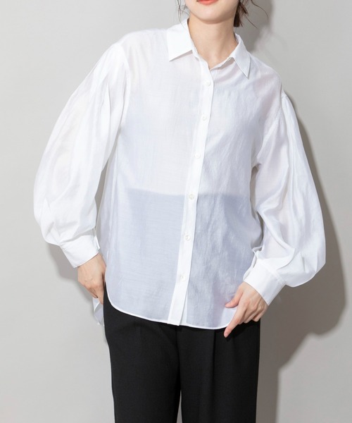 Munich（ミューニック）の「シャイニーローンタンブラータックスリーブシャツ（シャツ/ブラウス・レディース・イエロー/ラベンダー/ライトカーキ/ホワイト・FREE）」の2枚目の写真