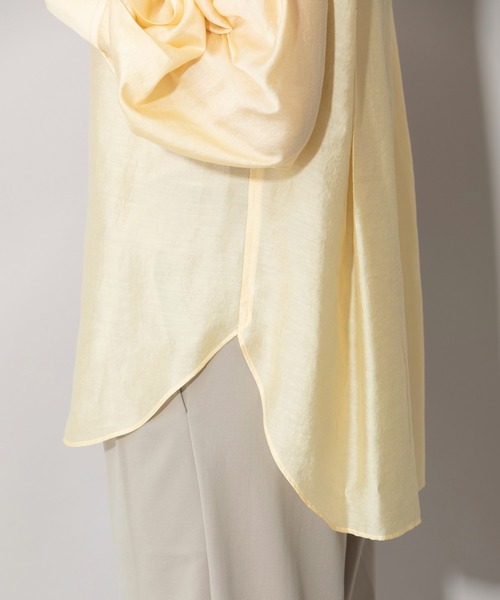 Munich（ミューニック）の「シャイニーローンタンブラータックスリーブシャツ（シャツ/ブラウス・レディース・イエロー/ラベンダー/ライトカーキ/ホワイト・FREE）」の6枚目の写真