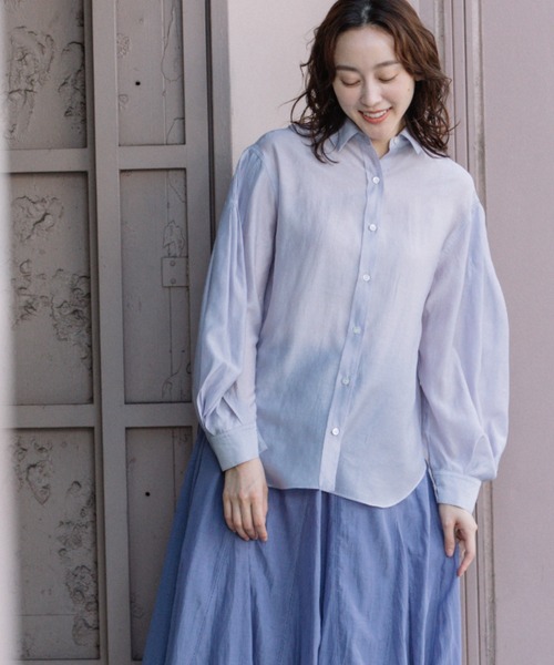 Munich（ミューニック）の「シャイニーローンタンブラータックスリーブシャツ（シャツ/ブラウス・レディース・イエロー/ラベンダー/ライトカーキ/ホワイト・FREE）」の10枚目の写真