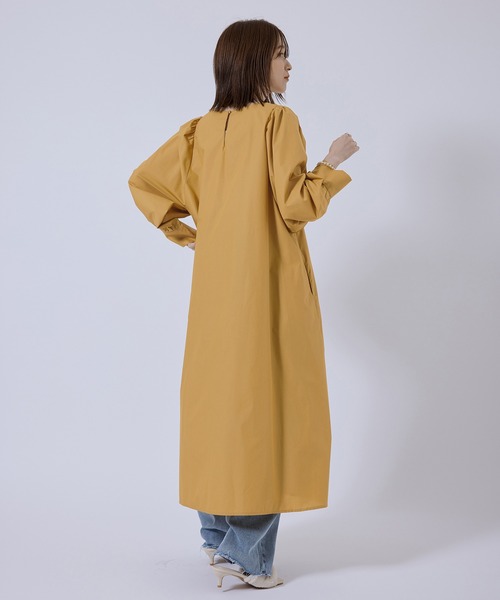 Jayro（ジャイロ）の「T/CブロードパフスリーブVネックワンピース（ワンピース・レディース・ブラック/ピンク/グリーン/マスタード・M）」の9枚目の写真