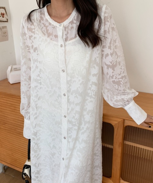 ABITOKYO(アビトーキョー)の「シアージャガードマキシ丈シャツワンピース(ワンピース・レディース・ホワイト/ブラック・FREE)」の10枚目の写真