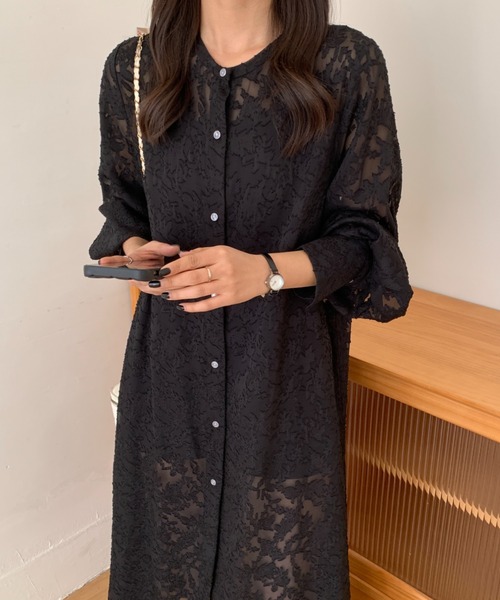 ABITOKYO(アビトーキョー)の「シアージャガードマキシ丈シャツワンピース(ワンピース・レディース・ホワイト/ブラック・FREE)」の9枚目の写真