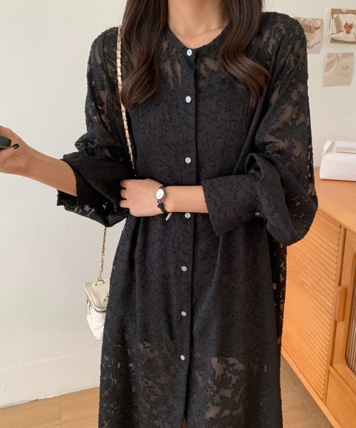 ABITOKYO(アビトーキョー)の「シアージャガードマキシ丈シャツワンピース(ワンピース・レディース・ホワイト/ブラック・FREE)」の5枚目の写真