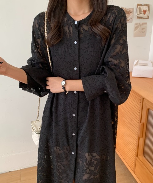 ABITOKYO(アビトーキョー)の「シアージャガードマキシ丈シャツワンピース(ワンピース・レディース・ホワイト/ブラック・FREE)」の11枚目の写真