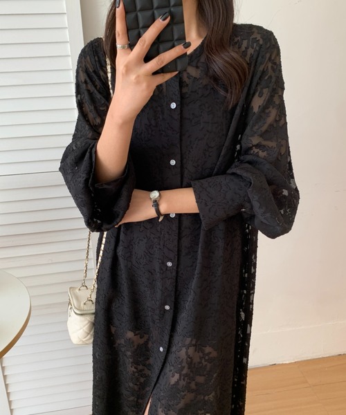 ABITOKYO(アビトーキョー)の「シアージャガードマキシ丈シャツワンピース(ワンピース・レディース・ホワイト/ブラック・FREE)」の13枚目の写真