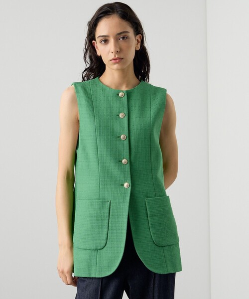 ✨美品✨定価5.9万 アナイ コットンオックスパッチポケットジレ グリーン 38 ✨美品✨定価5.9万 アナイ コットンオックスパッチポケットジレ