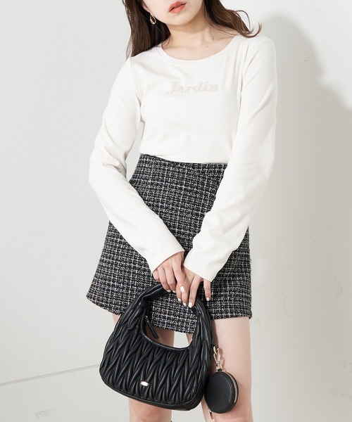 ❤️TO BE CHIC ❤️ビーズ付きカットソー美品 セール】【2023SS】ビーズロゴチビロンT（Tシャツ/カットソー