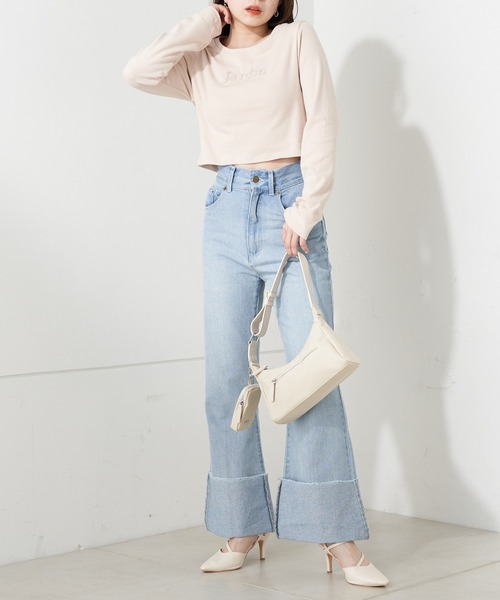 Chico（チコ）の「【2023SS】ビーズロゴチビロンT（Tシャツ/カットソー・レディース・ブラック/アイボリー/ピンクベージュ/ホワイト系その他2・FREE）」の6枚目の写真