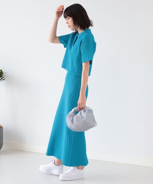 Ray BEAMS（レイビームス）の「Ray BEAMS / ガラアミ ニット タイト スカート（スカート・レディース・ブルー/イエロー・ONE SIZE）」の11枚目の写真