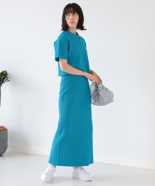 Ray BEAMS（レイビームス）の「Ray BEAMS / ガラアミ ニット タイト スカート（スカート・レディース・ブルー/イエロー・ONE SIZE）」の12枚目の写真