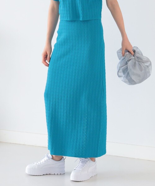 Ray BEAMS（レイビームス）の「Ray BEAMS / ガラアミ ニット タイト スカート（スカート・レディース・ブルー/イエロー・ONE SIZE）」の14枚目の写真