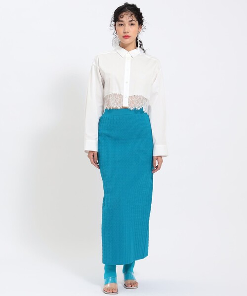 Ray BEAMS（レイビームス）の「Ray BEAMS / ガラアミ ニット タイト スカート（スカート・レディース・ブルー/イエロー・ONE SIZE）」の15枚目の写真