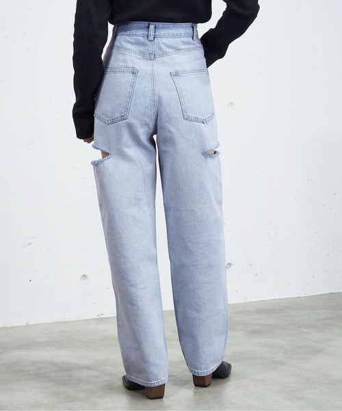 tiptop（ティップトップ）の「【2サイズ展開】サイドダメージデニムパンツ（デニムパンツ・レディース・ブラック/サックスブルー/ブルー・S/M）」の12枚目の写真