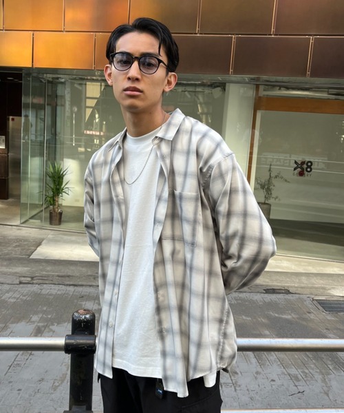 CIAOPANIC（チャオパニック）の「オンブレチェックシャツ（シャツ/ブラウス・レディース・ブラック/ブルー/ホワイト/グリーン/ブラウン/ブラック系その他/グレー・MEDIUM/LARGE）」の16枚目の写真